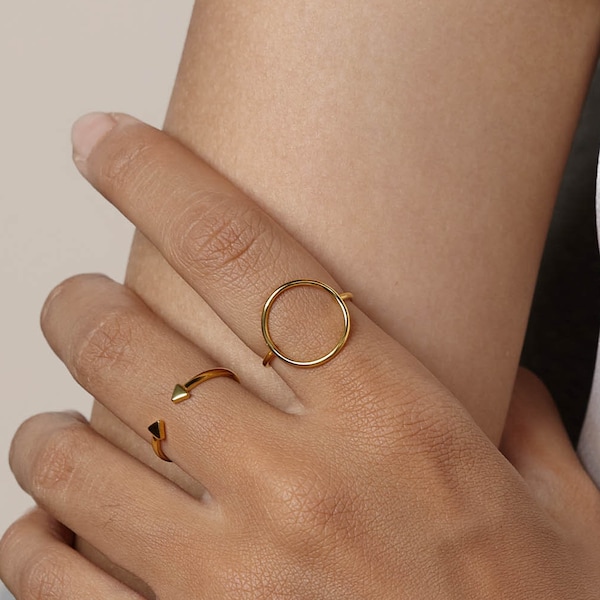 Outline Circle Ring, Oval Ring, Minimal Jewelry, Open Circle Ring, Karma Ring, Geometric Ring, Circle Gold Ring, Minimal Ring, Eternity Ring