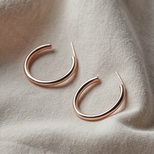 Hoop Earrings SET, Thick Hoop Earrings, Hoop Earrings Sterling Silver, Medium Hoop Earrings, Minimalist Earrings, Rose Gold Hoop Earrings image 2