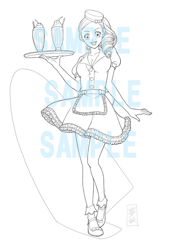 Download Anime Waitress Coloring Pages | coloring name B107 wire