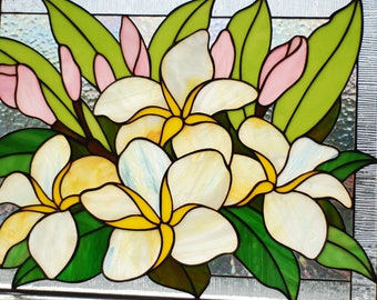 ステンドグラス　プルメリア Stained Glass Window Quartet: ステンドグラスウィンドウ