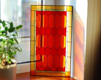 Geometrisch glas in lood Moederdag cadeaus Glas in lood paneel Glas in lood suncatcher Glas in lood decor Glas in lood raam hangend