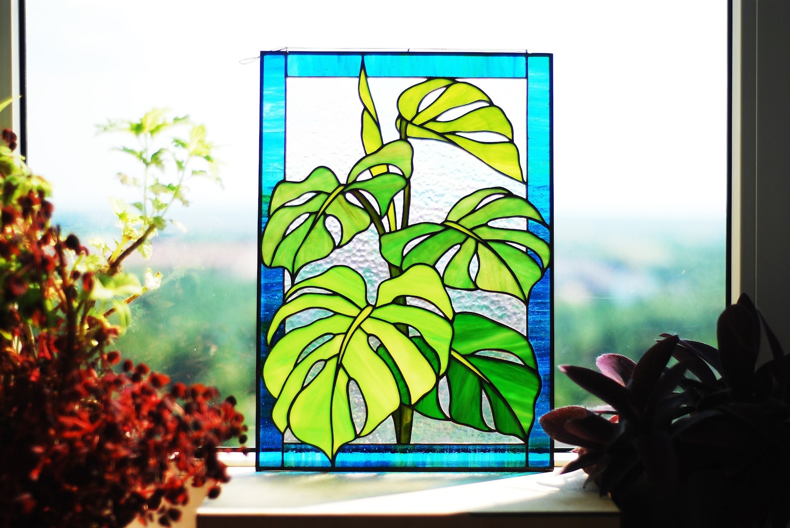 Stained Glass Window: Monstera