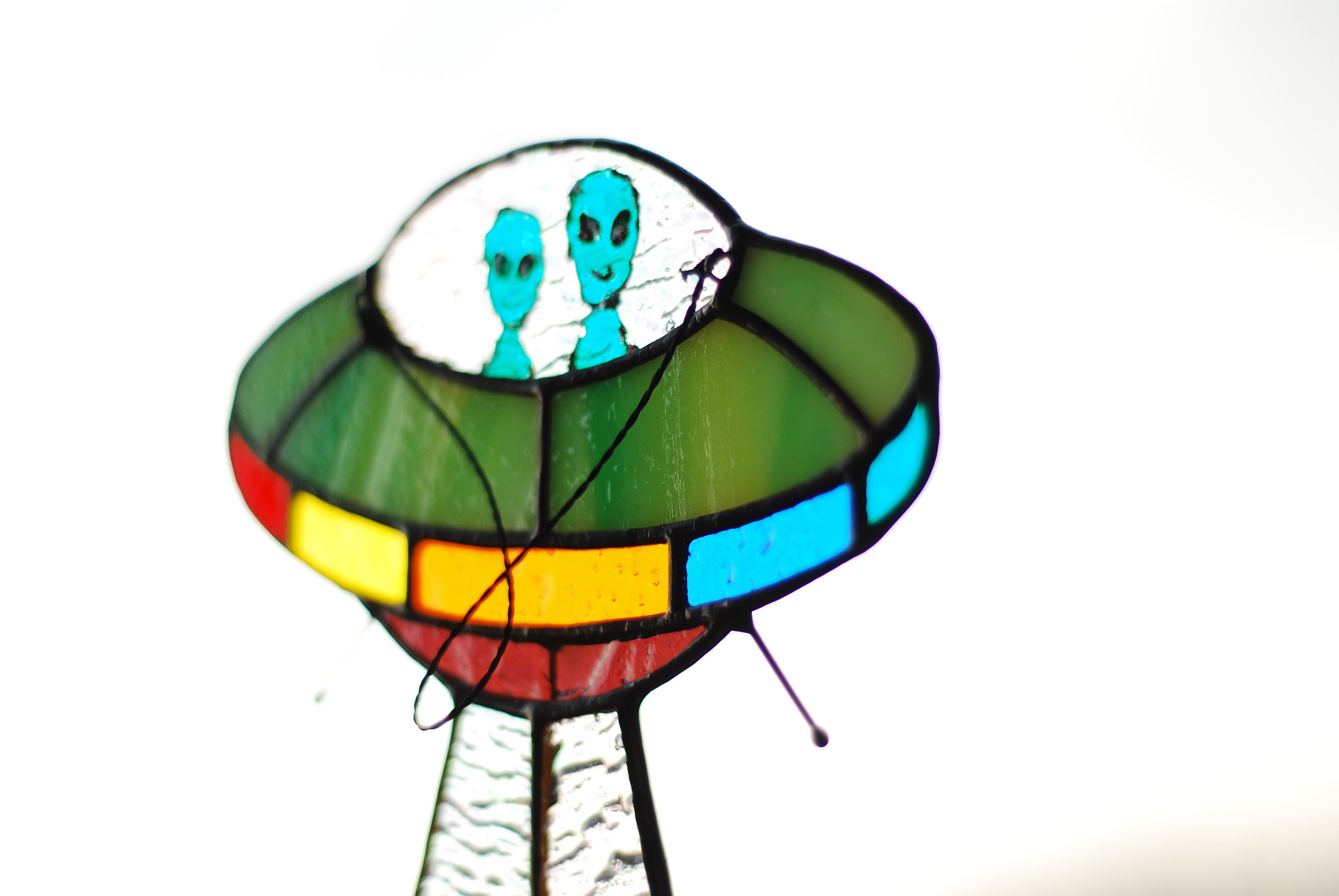 Stained glass UFO window panel Stained glass window hanging Etsy