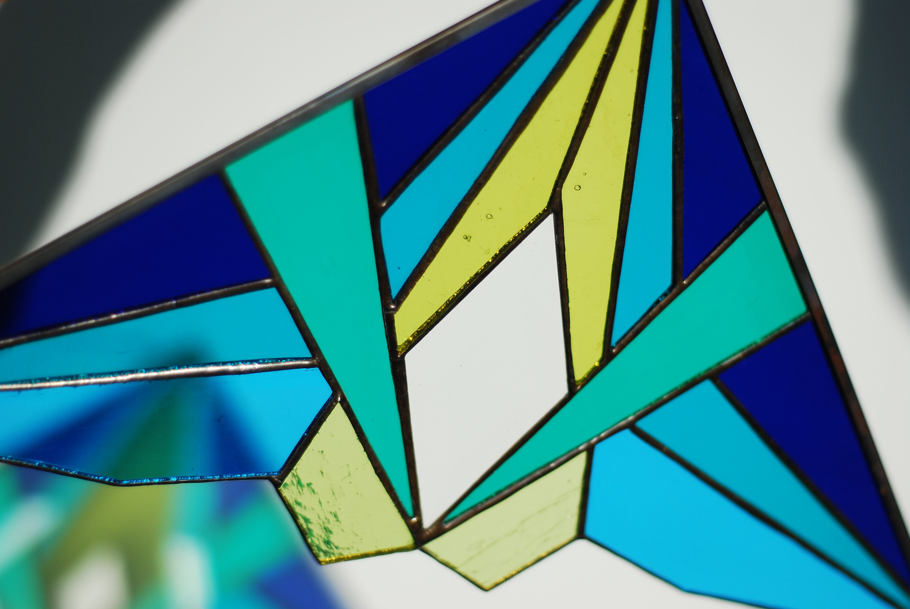 Stained Glass Corner Geometric Stained Glass Panel Suncatcher Etsy