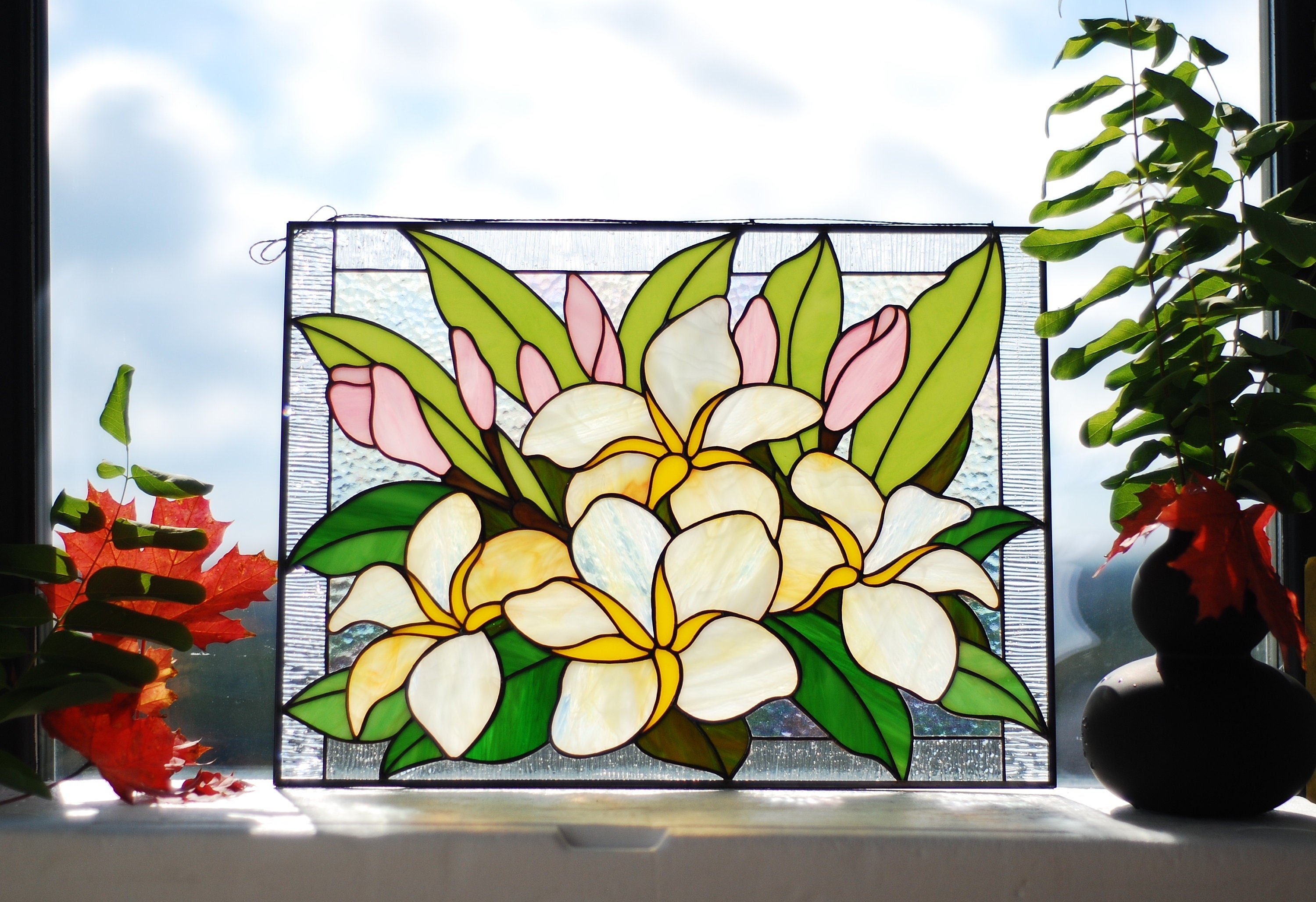 春の花 ヴィンテージ ステンドグラス マージョリン・バスティン 蝶々 バタフライ 春の花 ヴィンテージ ステンドグラス マージョリン・バスティン 蝶々