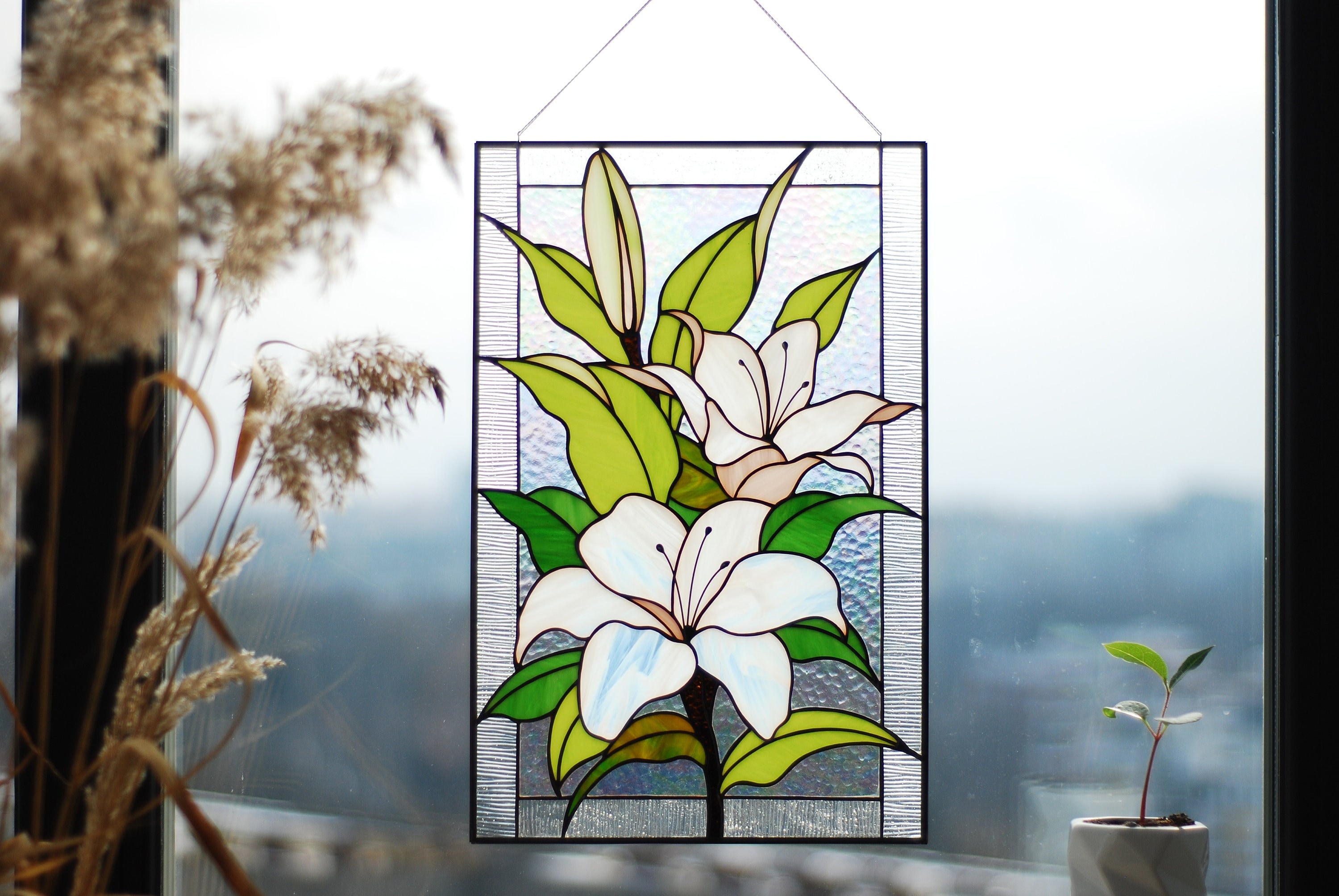 Stained Glass Calla Lily Flowers, Suncatcher Window Hangings, Mother's Day Gift, Grandma Gift, Arum Lily