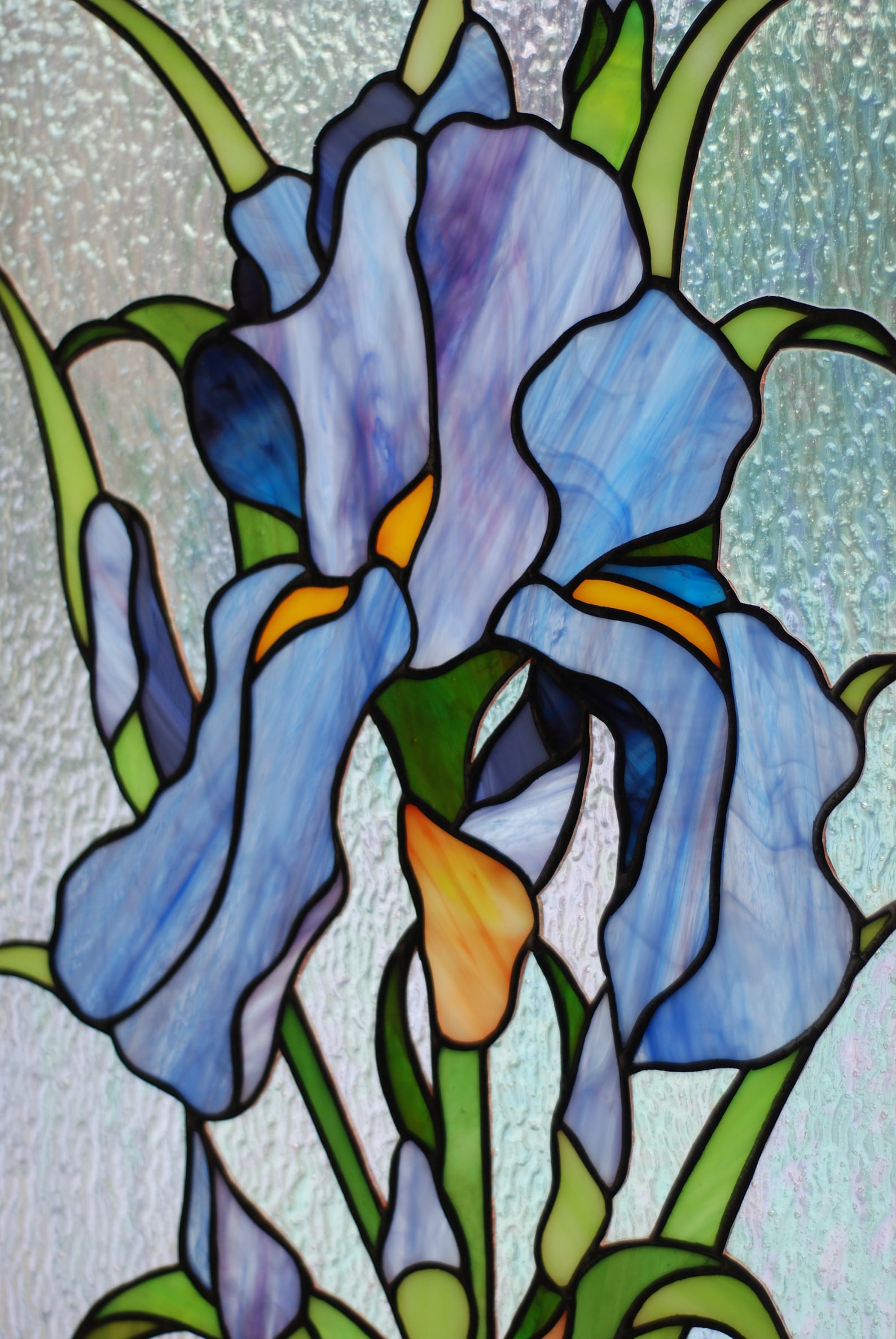 Purple iris Stained glass window panel Stained glass window Etsy