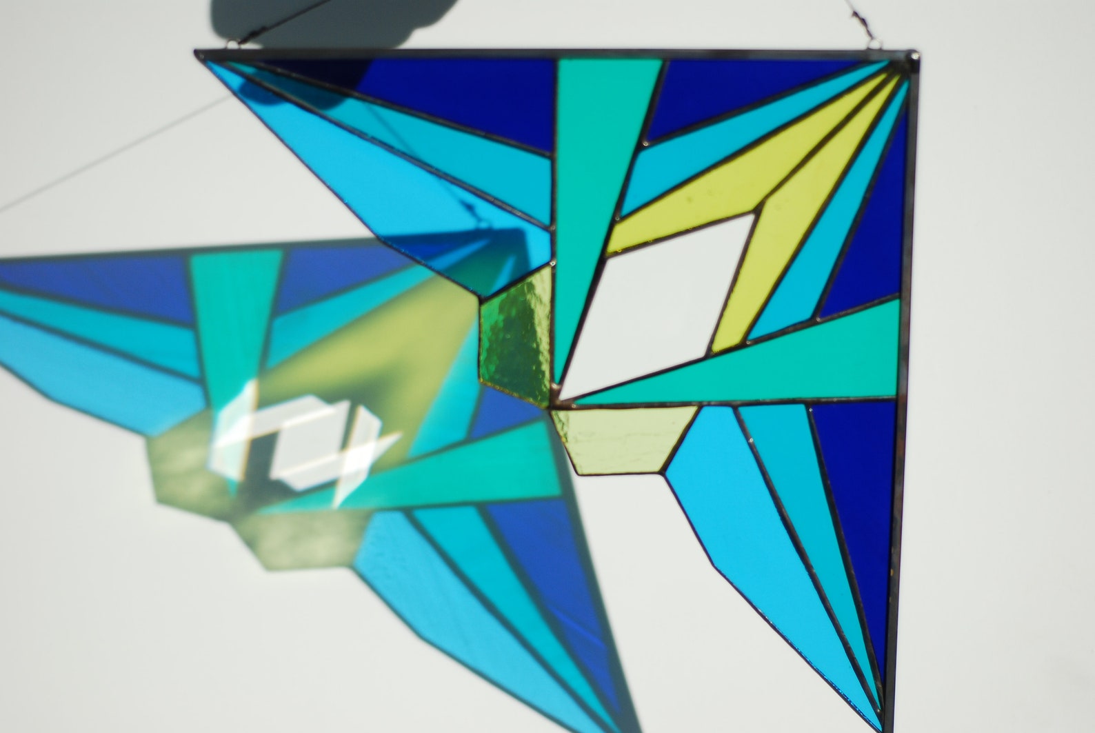 Stained Glass Corner Geometric Stained Glass Panel Suncatcher Etsy