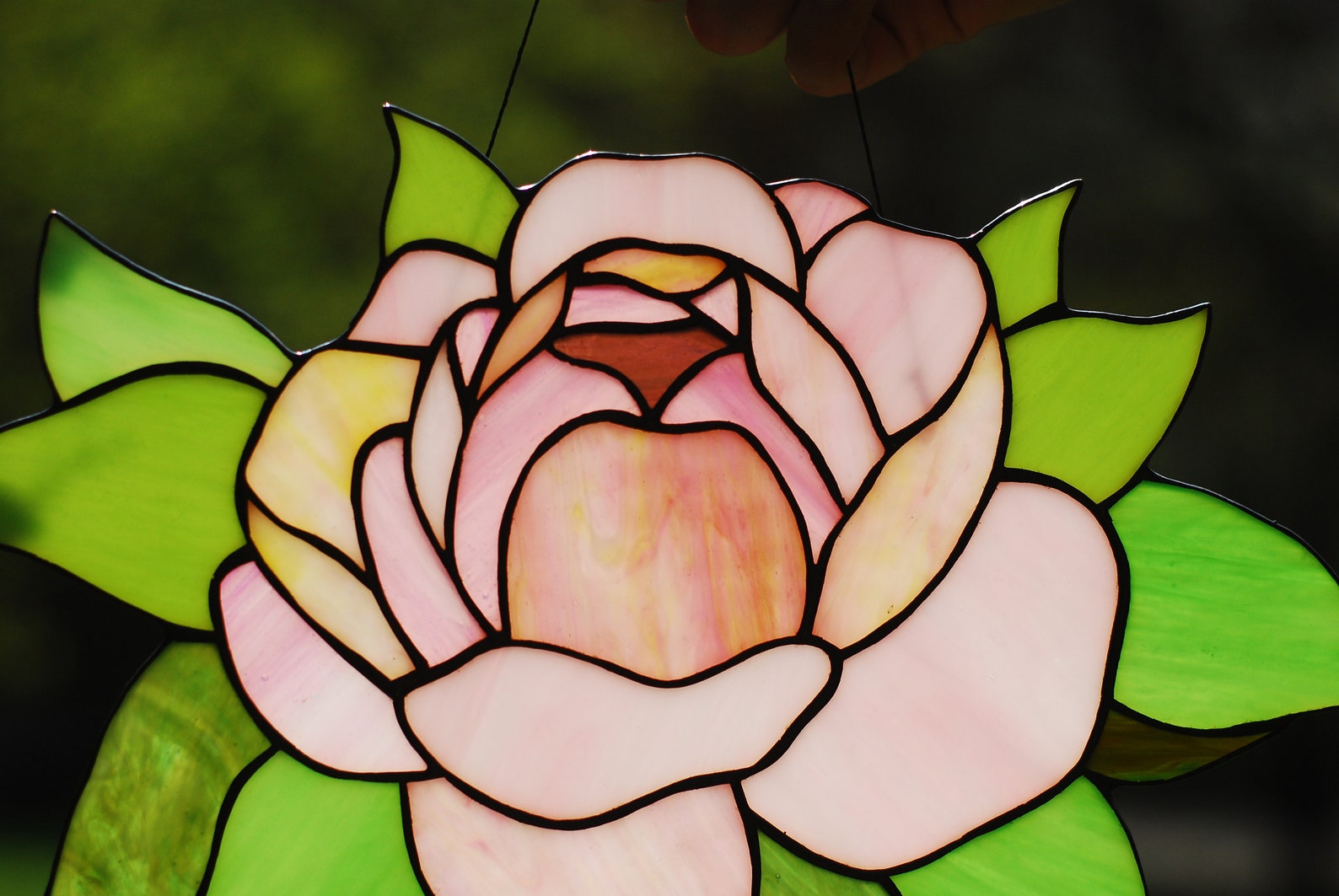 Stained Glass Peony Stained Glass Window Hanging Pink Peony - Etsy UK