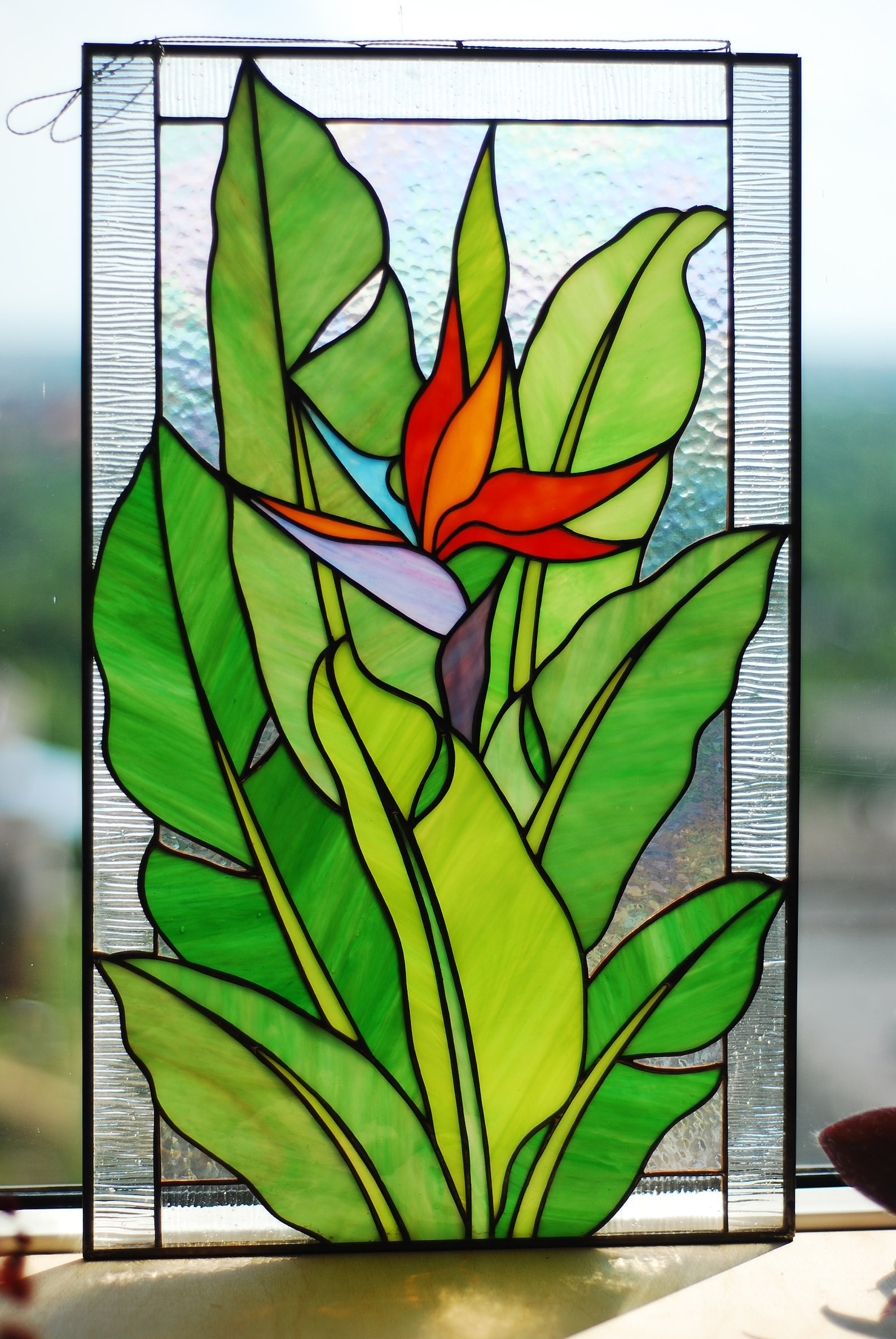 Handmade Bird of Paradise Window Hanging 11x16.5 In, Hand-cut Stained ...