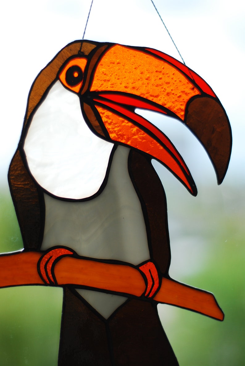 Stained glass toucan Stained glass suncatcher Window decor Etsy