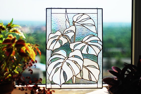 Stained Glass Panel Variegated Monstera 16 X 12 Inches Window Hangings Leaf  Sun Catcher Monstera Albo Plant, Personalized Gift for Mom - Etsy
