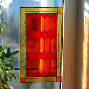 Geometric stained glass Mothers day gifts Stained glass panel Stained glass suncatcher Stained glass decor Stained glass window hanging image 3