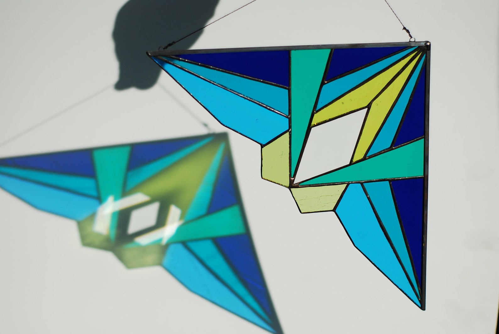 Stained Glass Corner Geometric Stained Glass Panel Suncatcher Etsy