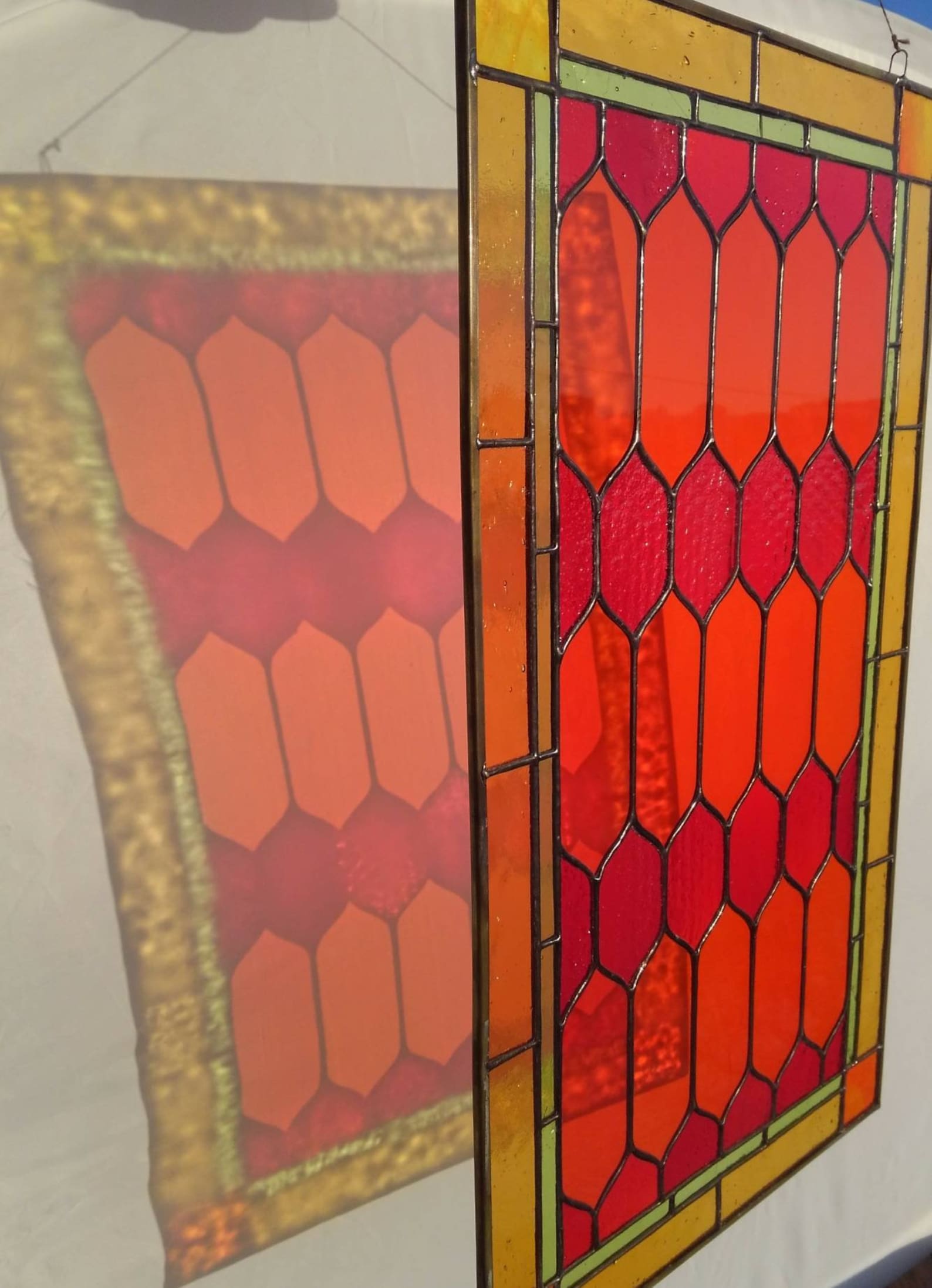 Stained Glass Geometric Stained Glass Panel Stained Glass Etsy