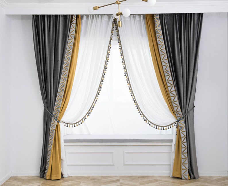 2 Color Custom Made Luxury Velvet Curtain Pair Panels Vintage Etsy