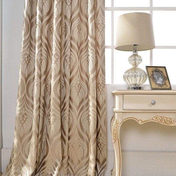 2 Colors Custom Curtain Pair Panels Phoenix Jacquard Fabrics Etsy