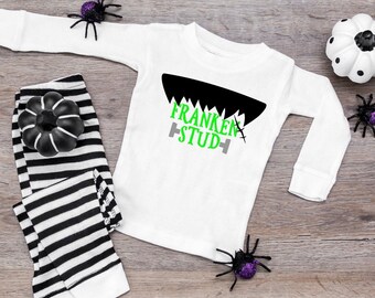 Franken Stud Halloween Infant or Kids Pajamas - Halloween Pajamas for Kids - Frankenstein Pajamas - monster shirt - halloween shirt for kids