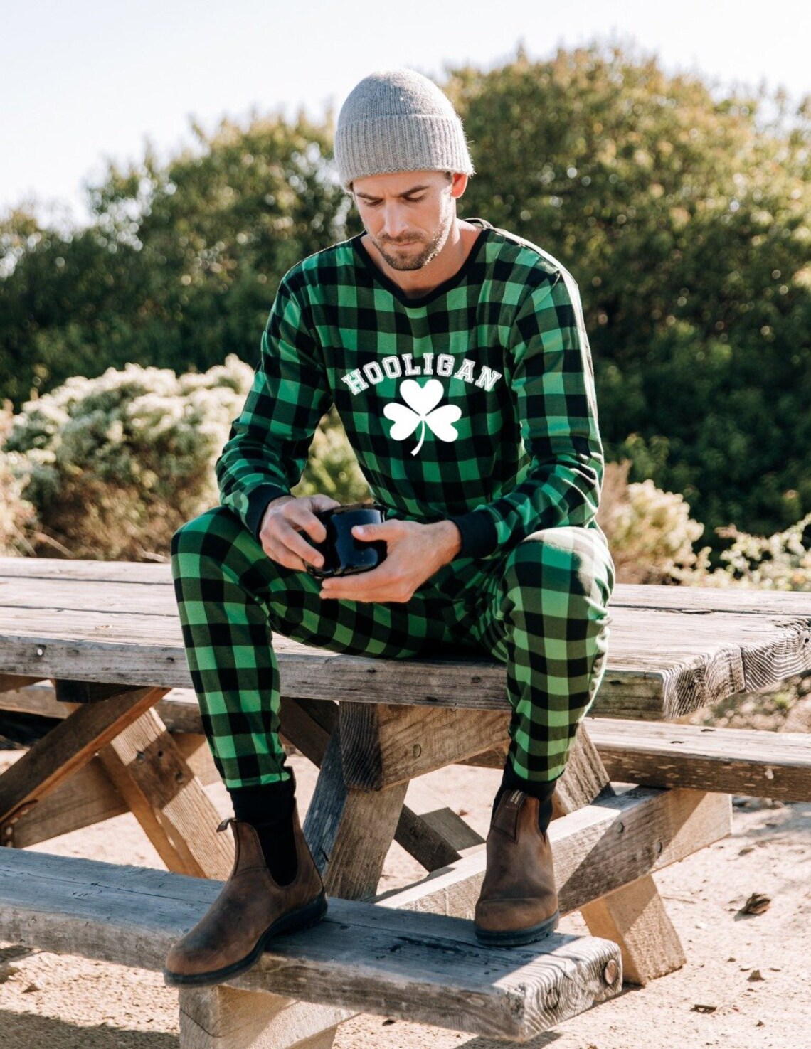 Hooligan Green Plaid Dog Pajamas for St Patrick's Day Etsy