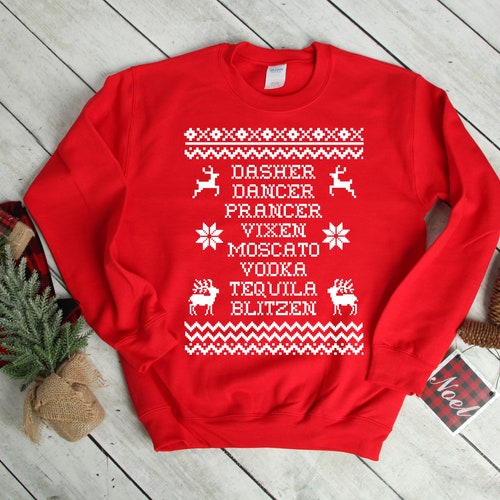 Funny Reindeer Alcohol Ugly Christmas 