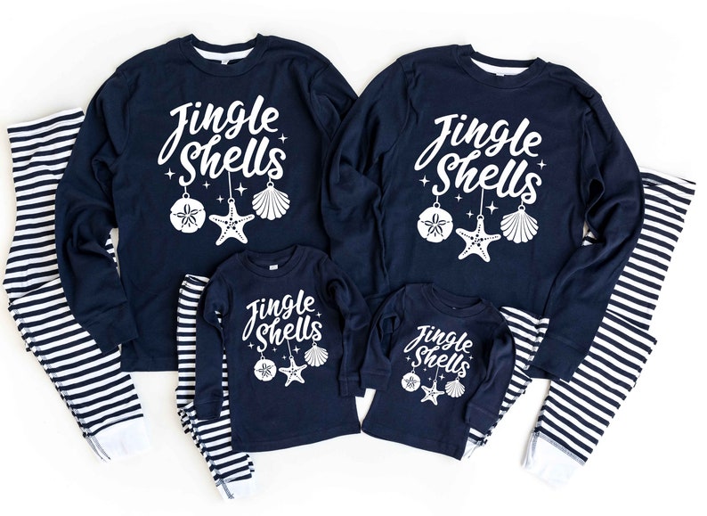 Christmas Pajamas Navy Jingle Shells Family Matching Pajamas image 1