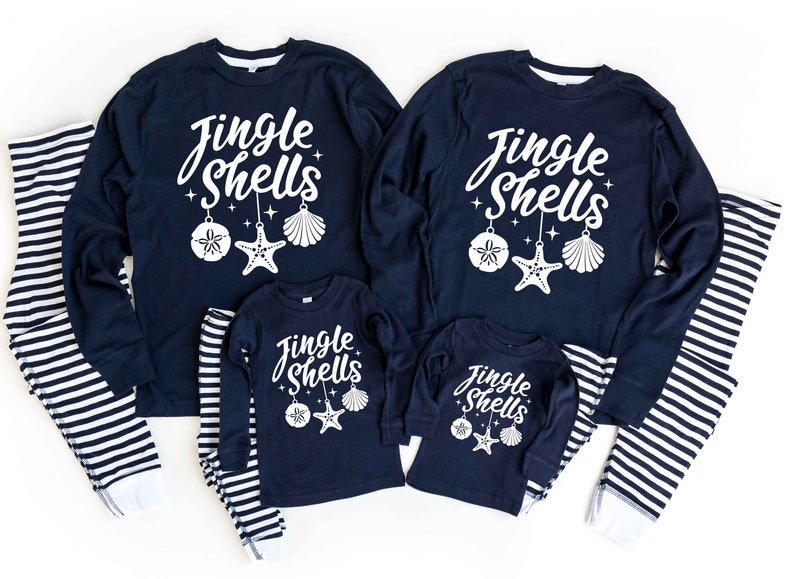 Christmas Pajamas Navy Jingle Shells Family Matching Pajamas  image 1