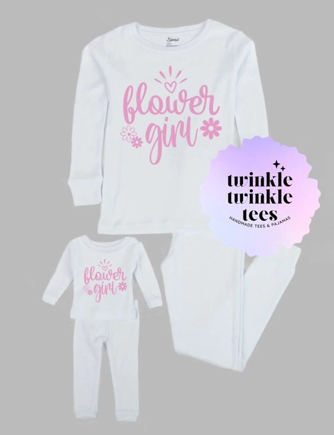 Flower Girl Pajamas Optional Matching Doll Pajamas Wedding Etsy