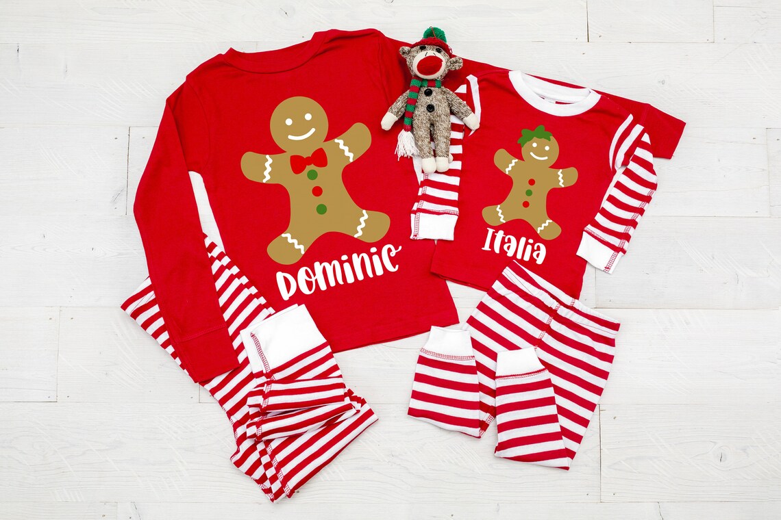Personalized Gingerbread Infant or Kids Christmas Pajamas | Etsy