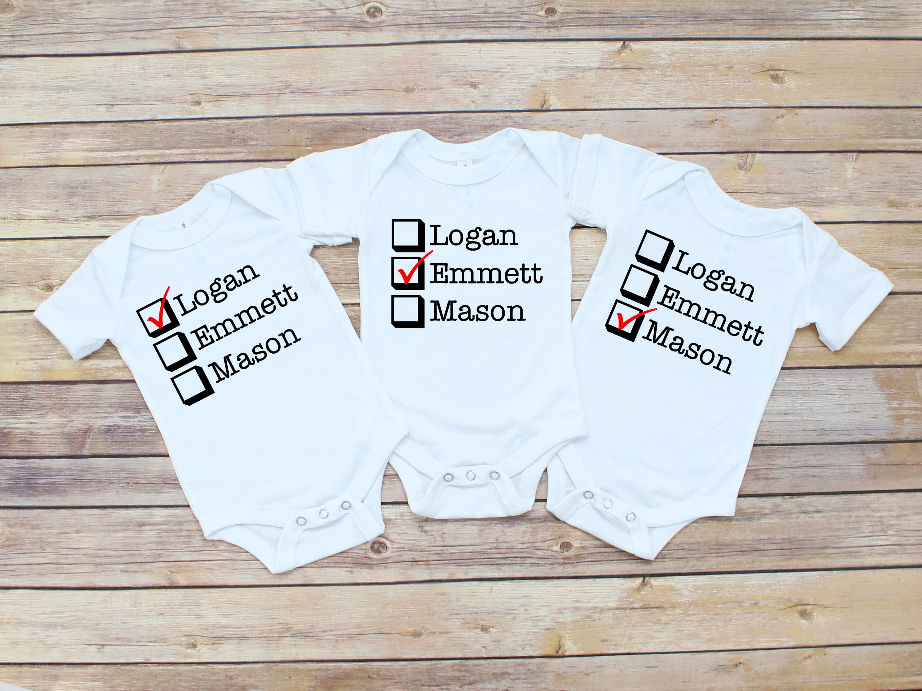 Triplet Name Checklist Infant Bodysuits or Shirts for Triplets Etsy