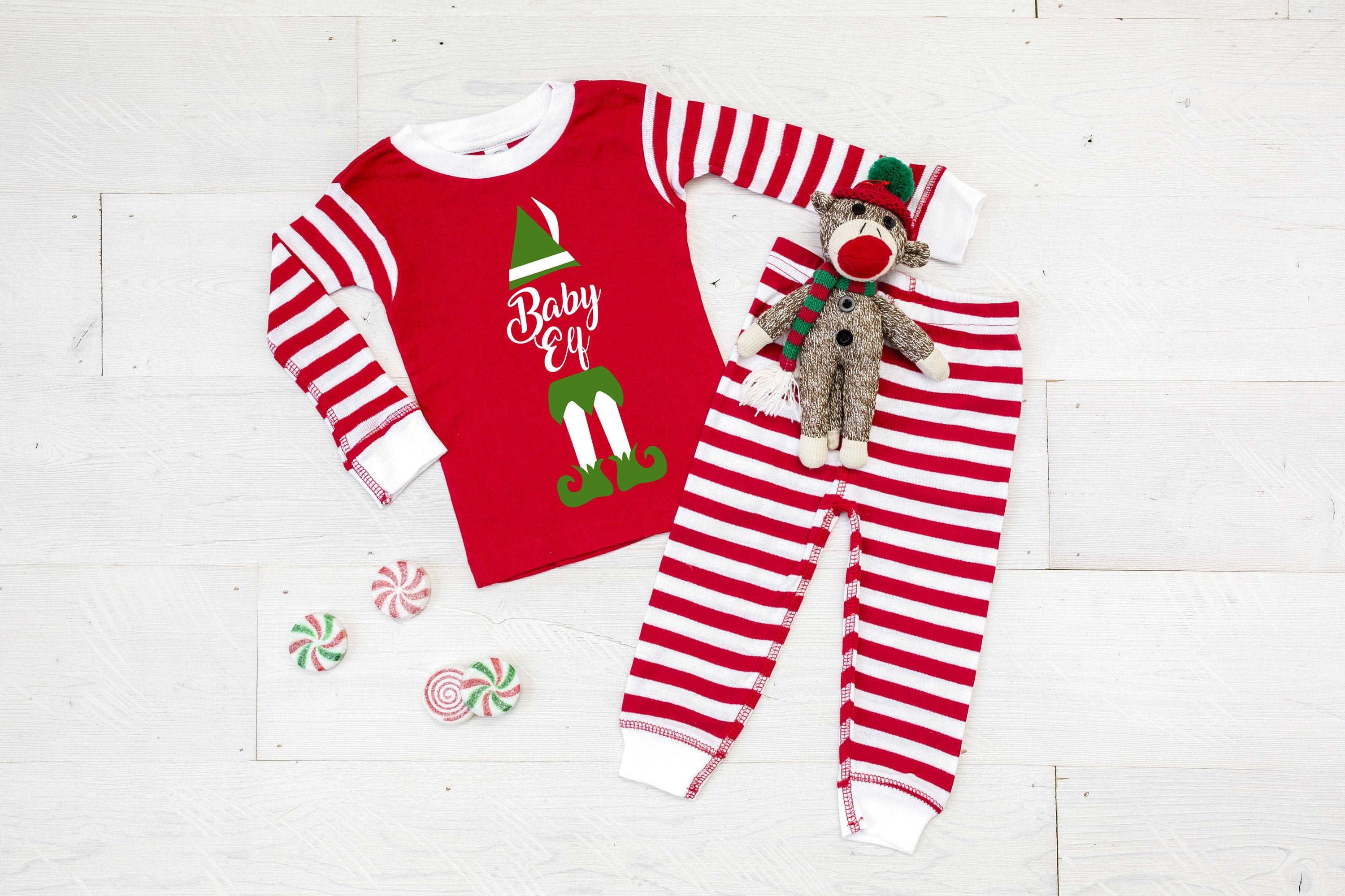 Baby Elf Infant or Kids Christmas Pajamas kids christmas pjs Etsy