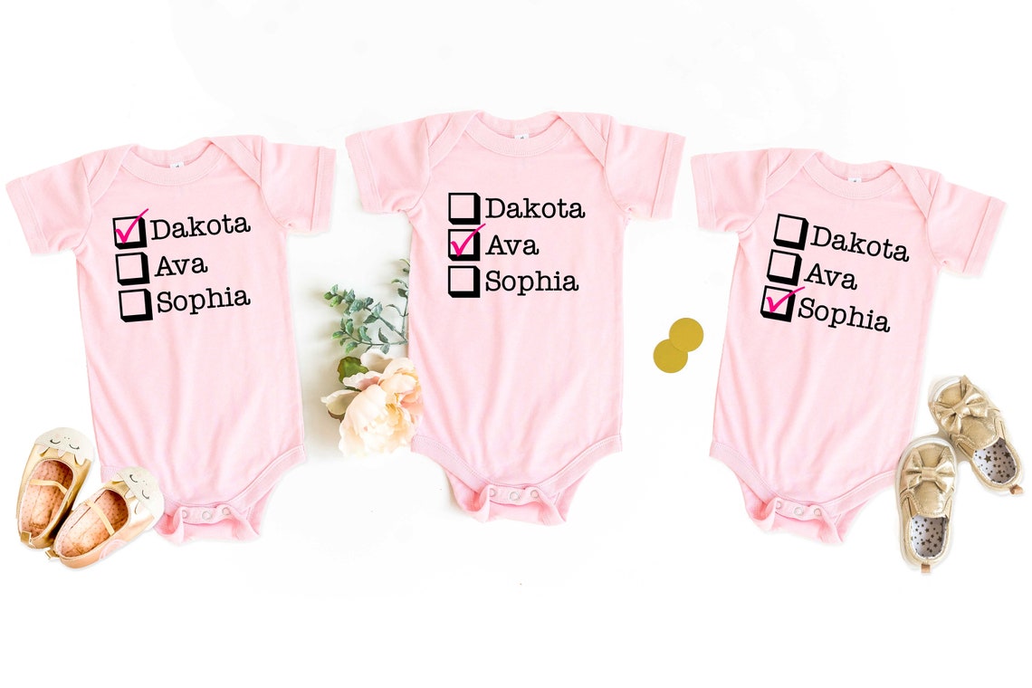 Triplet Name Checklist Infant Bodysuits or Shirts for Triplets Etsy