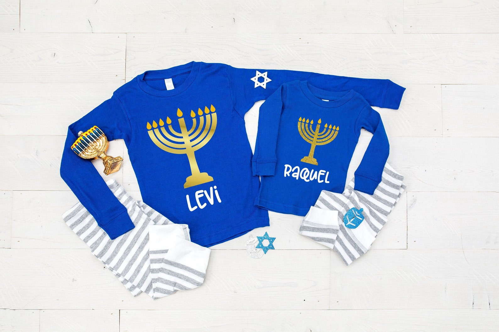 Inktastic Happy Hanukkah With Blue Menorah Gift Toddler Girl Dress