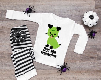 Dog-tor Frankenstein Halloween Infant or Kids Pajamas - Halloween Pajamas for Kids - Frankenstein Pajamas - halloween shirt for kids