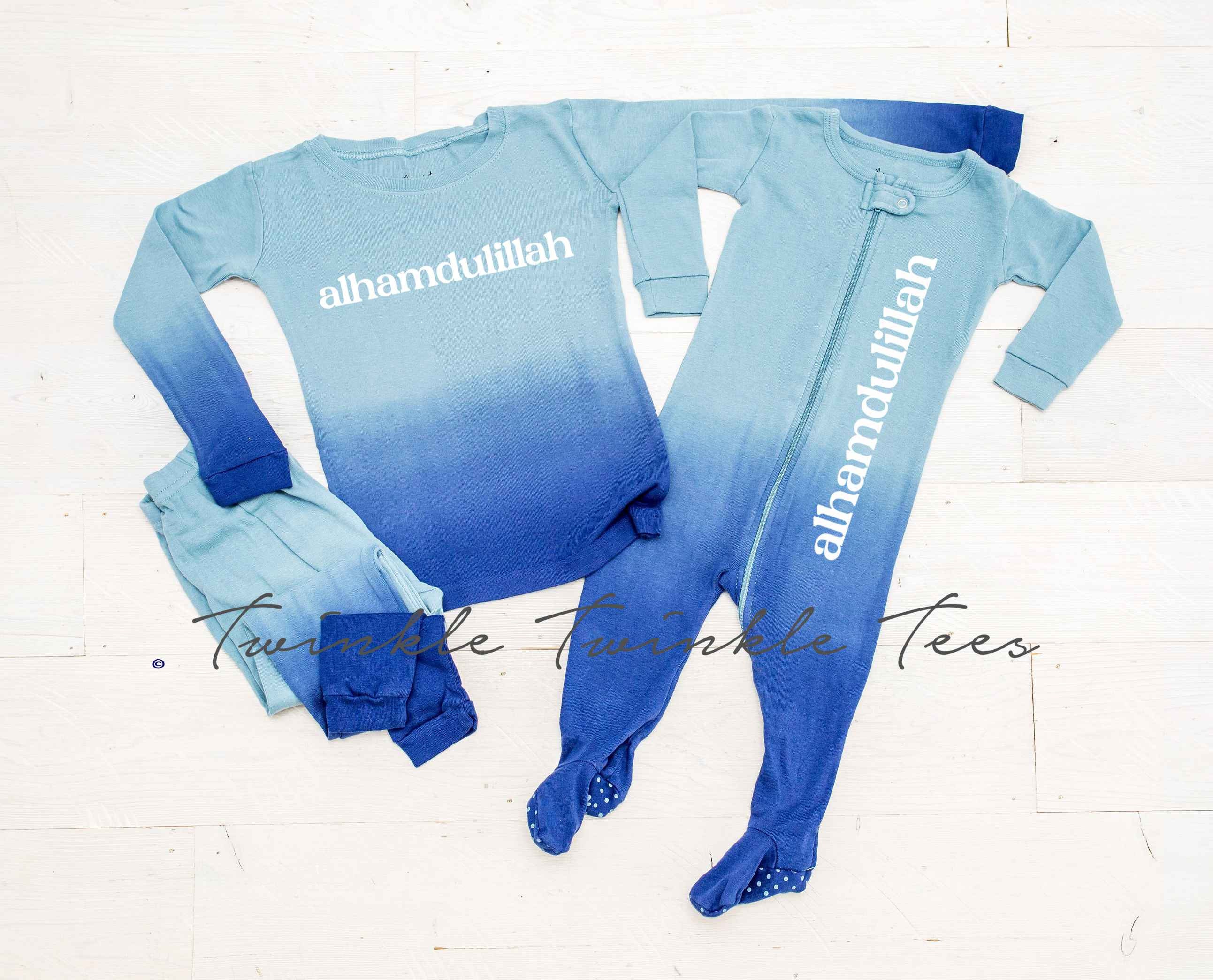 Alhamdulillah Pajamas Blue Ombre Tie 