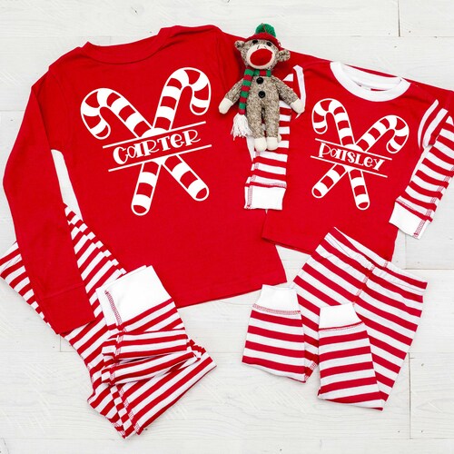 Personalized Candy Canes Family Christmas Pajamas Matching Etsy