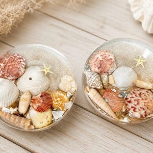 Seashell Coasters, Beach Coasters Set of 2, Coastal Home Decor, Ocean Themed Coasters, Beach House Gift, Handmade Coastal Decor