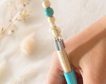 Sea Turtle Pen: Sand Filled, Coconut Scented Wood Beads