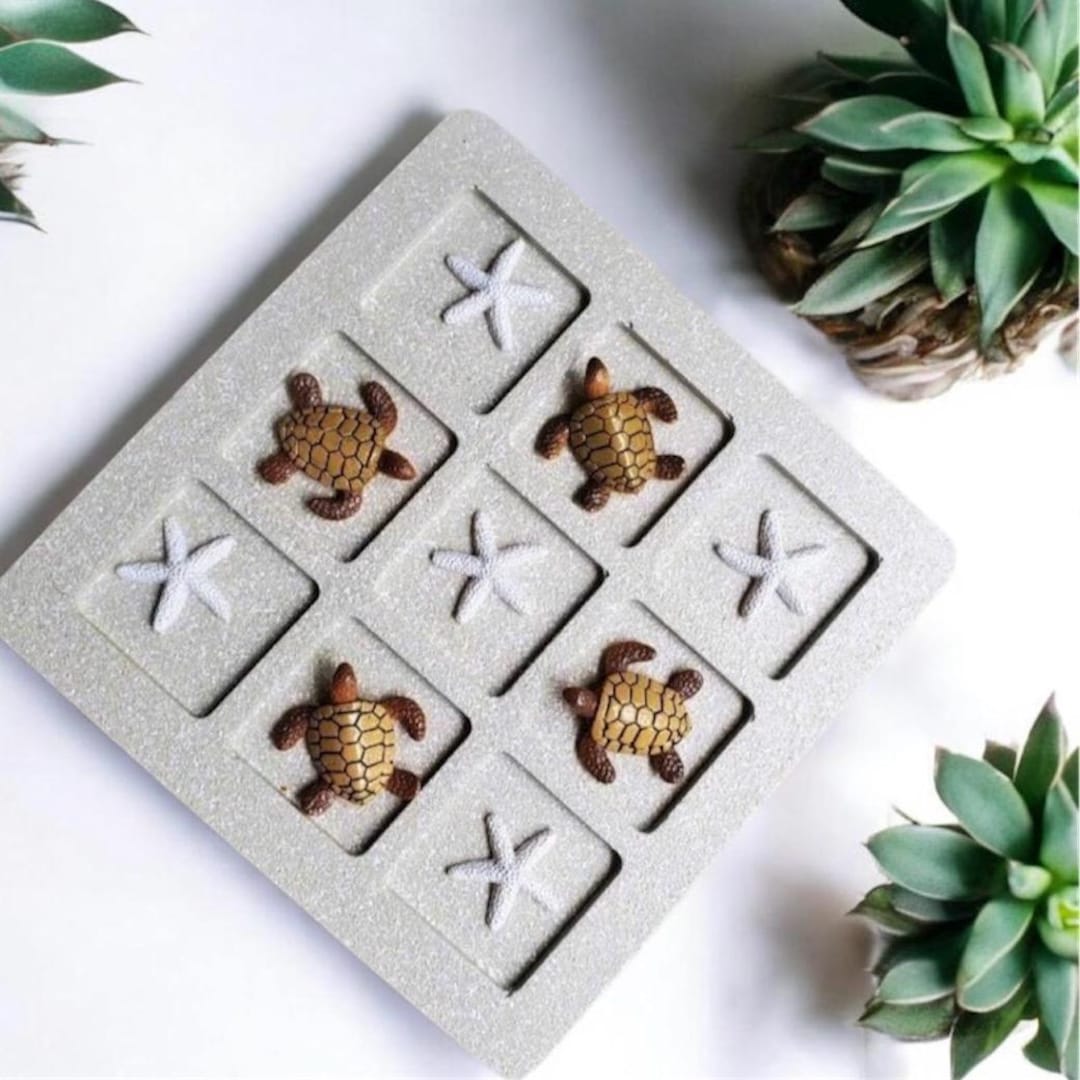 Sea Turtle Tic Tic Toe Game ,beach Home Decor , Coastal Decor, Beach Wedding Gift, Sea Turtle Gift,beach Decor