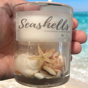 Beach candle with seashells perfect beach decor