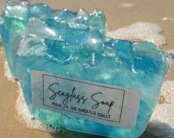 Sea Glass Soap | Personalized Beach Decor|  Beach Soap Bar | Ocean Themed Soap | Handmade Artisan Soap | Coastal Gift Idea | Nautical bath