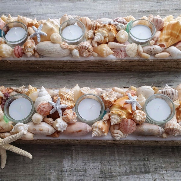 Seashell art table centerpiece ,seashell candle centerpiece for table ,beach decor ,candle holder, beach wedding centerpiece