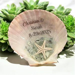 Personalized Seashell Beach Wedding Favor: Resin Starfish Decor