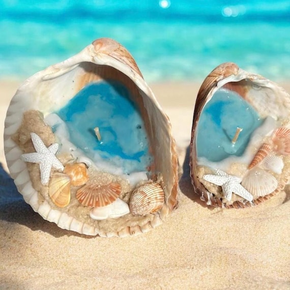 Seashell Candle: Handmade Beach Decor With Real Shells - Etsy Canada