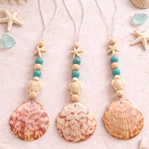 Seashell Car Charm Diffuser: Coastal Rear View Mirror Accessory, Beach decor
