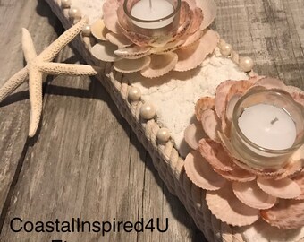 Seashell flower centerpiece seashell flower candle beach decor