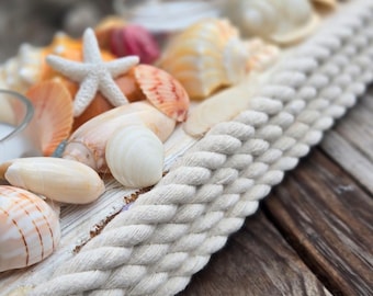 Seashell Candle Holder Centerpiece: Coastal Beach Decor, beach wedding table centerpiece