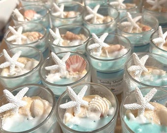 Personalized Label Beach Candle,Real Seashell candle favor, Coastal Beach Decor, Beach Wedding Favor,beach party favor, beach decor gift