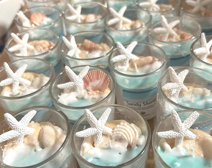 Personalized Label Beach Candle,Real Seashell candle favor, Coastal Beach Decor, Beach Wedding Favor,beach party favor, beach decor gift