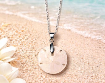 Real Sand Dollar Necklace, Coastal Beach Jewelry, Florida Seashell Pendant, Ocean Lover Gift, Minimalist Summer