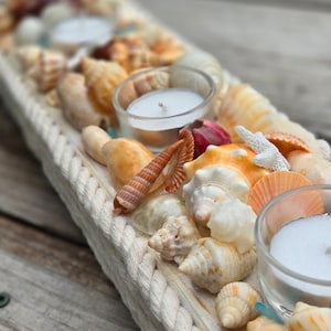 Long seashell centerpiece ,seashell table decor candle holder beach decor for home, seashell gift idea, beach wedding decor